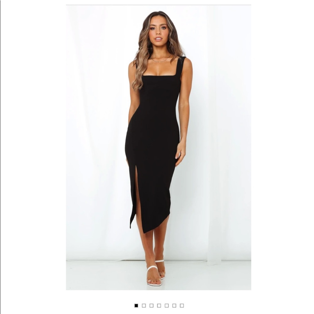 Hello Molly Leave The Light On Midi Dress Black